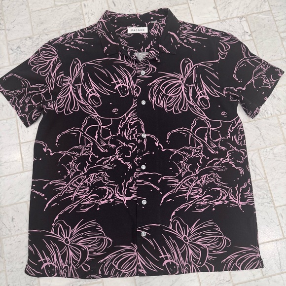 PACSUN Anime Lines Camp Shirt - Picture 13 of 13